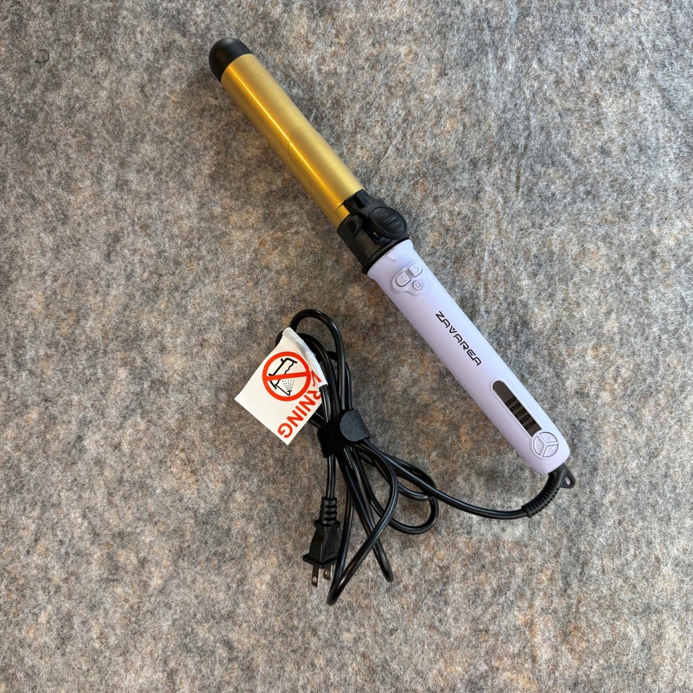 Zavarea Rotating Curling Iron Women 1.25in Lavender Gold UV217 Auto Spin Wand